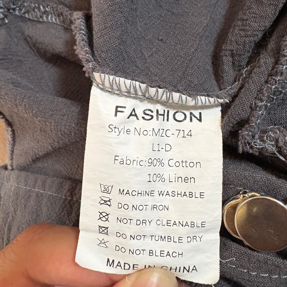 Fashion Charcoal Grey Cotton Linen Shortalls Overalls MZC-714 Womens Medium - Picture 6 of 12